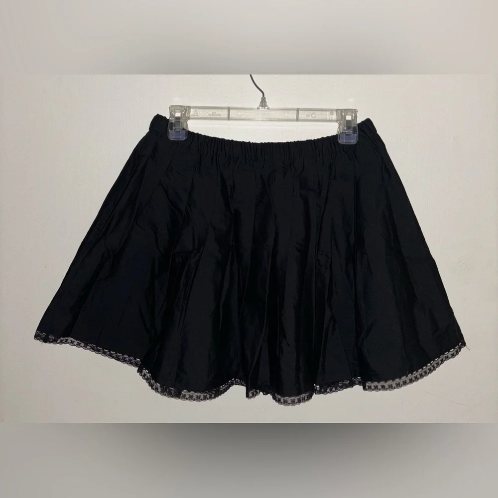 NWT J.Crew pleated tie-waist mini skirt Black Medium Preppy Casual Short